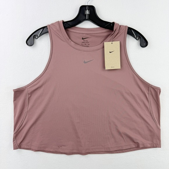 Nike‎ One Classic Dri Fit Cropped Tank Size XL Womens Mauve FN2845 NWT - Picture 1 of 7